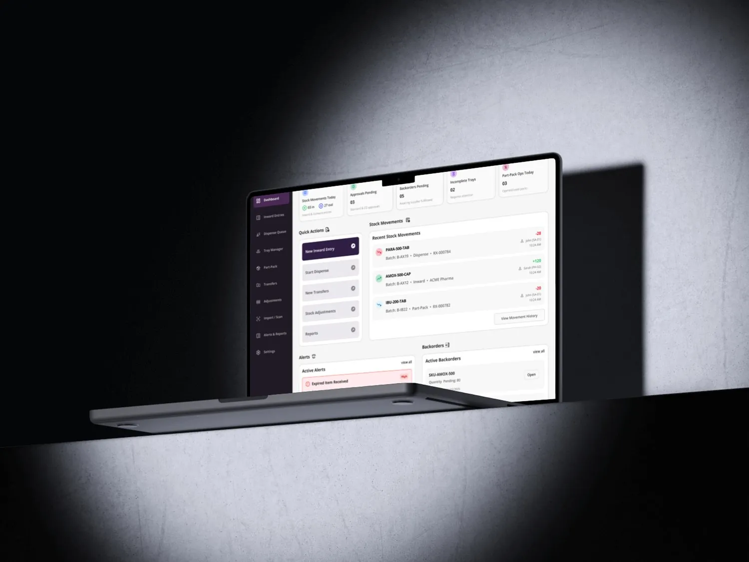 PharmacyIQ dashboard on a laptop